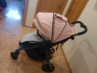 Carro de bebé Niu rosa y gris