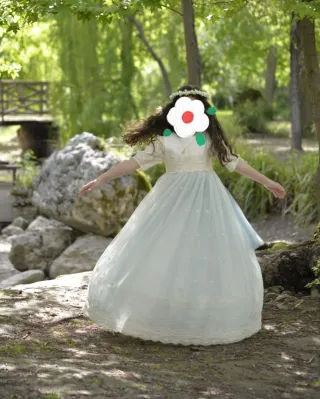 Vestido de Comunión Rosa Clará Azul/Blanco