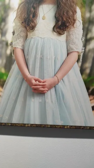 Vestido de Comunión Rosa Clará Azul/Blanco