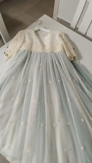 Vestido de Comunión Rosa Clará Azul/Blanco