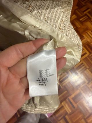 Chaqueta Mujer Vestir Laserre Beige y Dorado