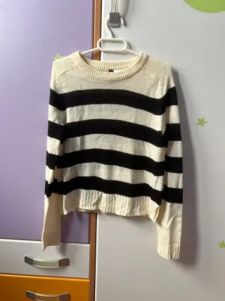 Jersey fino rayas beige y negro