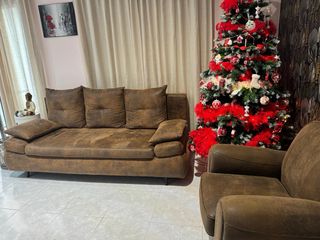 Sofá Cama + Sillón Marrón