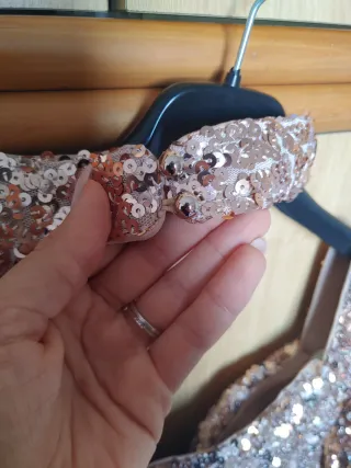 Abito da cerimonia paillettes oro/rosa