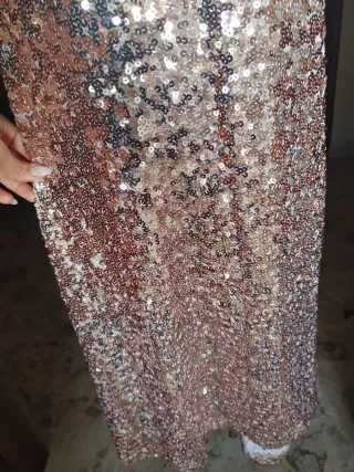 Abito da cerimonia paillettes oro/rosa