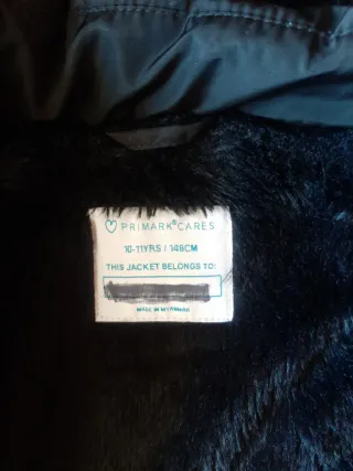 Abrigo acolchado niña negro talla 10/11