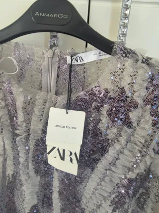 Vestido fiesta lentejuelas Zara Talla L