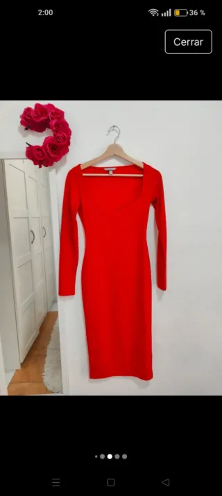Vestido midi rojo H&M
