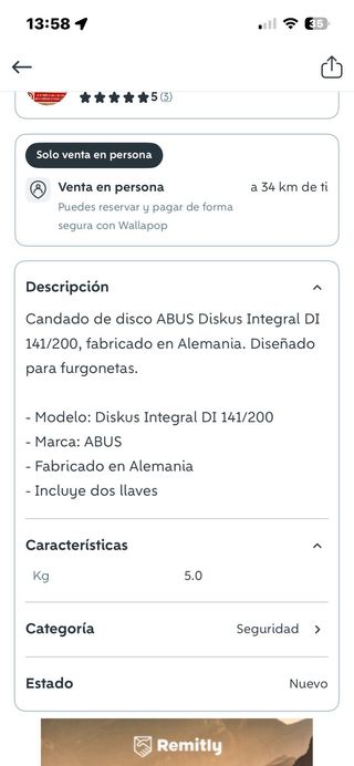 Candado de seguridad furgoneta
