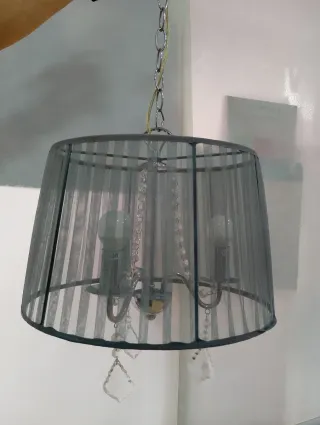 Lámpara colgante gris con cristales