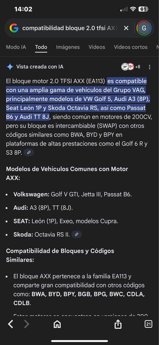 Bloque motor 2.0 TFSI