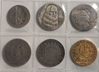 6 MONEDAS ANTIGUAS DE COLECCIÓN VARIADAS