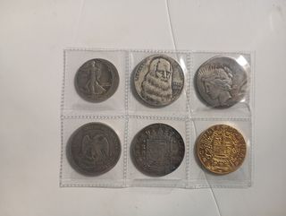6 MONEDAS ANTIGUAS DE COLECCIÓN VARIADAS