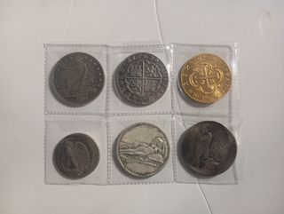 6 MONEDAS ANTIGUAS DE COLECCIÓN VARIADAS