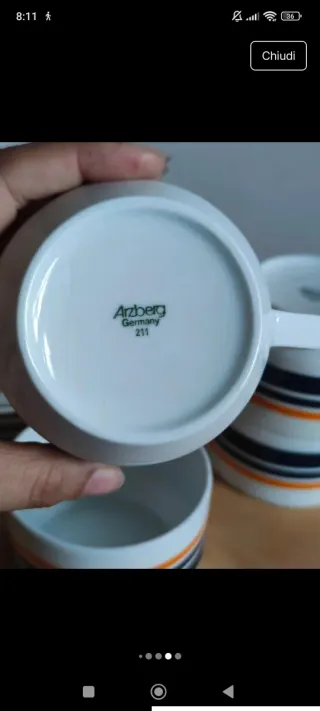 Set 6 Tazze e Piattini Vintage space age Arzberg