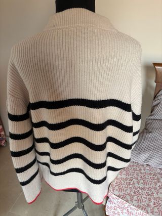 Jersey Zara Rayas Beige y Negro