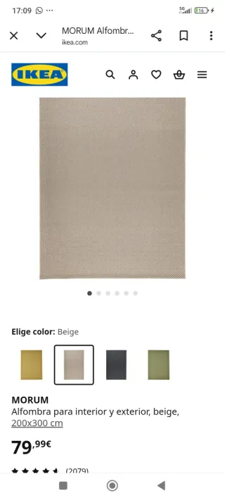 Alfombra IKEA Morum 200x300 Beige/Marrón