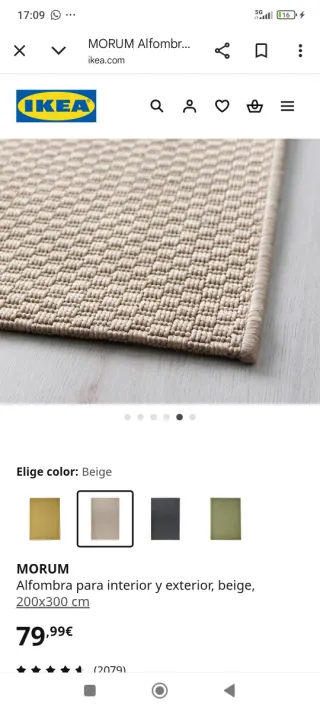 Alfombra IKEA Morum 200x300 Beige/Marrón