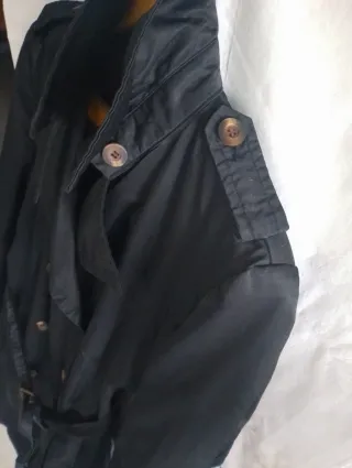 Gabardina mujer negra con cinturón