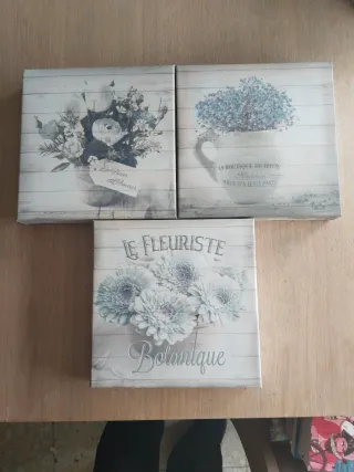 Set de 3 cuadros decorativos florales