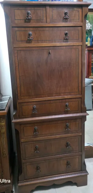 Escritorio y Cajonera Madera y Cuero