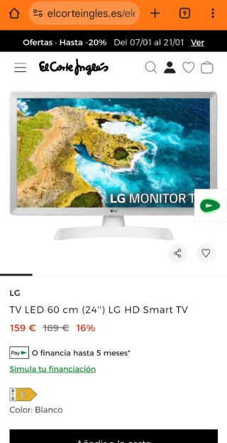 TV LG 24" Smart TV 24TQ510S-WZ Como Nuevo