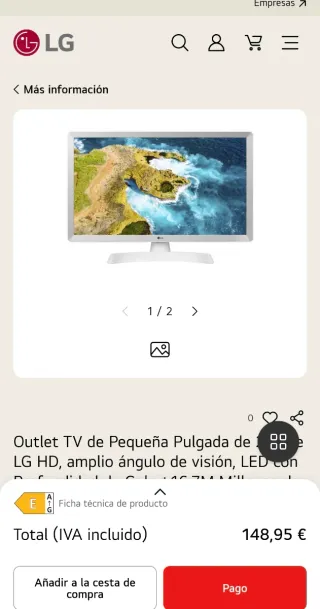 TV LG 24" Smart TV 24TQ510S-WZ Como Nuevo