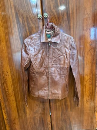 Cazadora Cuero Mujer Marrón Talla M