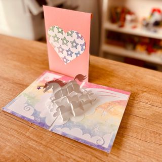 Tarjeta pop up unicornio 13x18 cm