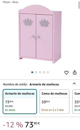 roba Armario para Muñeca Princesa Sophie con Barra