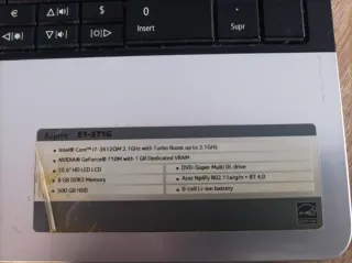 Portátil Acer E1-571G Negro/Plateado