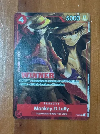 Luffy one piece tcg promo winner p-007