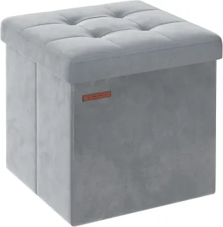 Puff Almacenaje Plegable 38 x 38 x 38 cm Gris Paloma SONGMICS LSF227G01