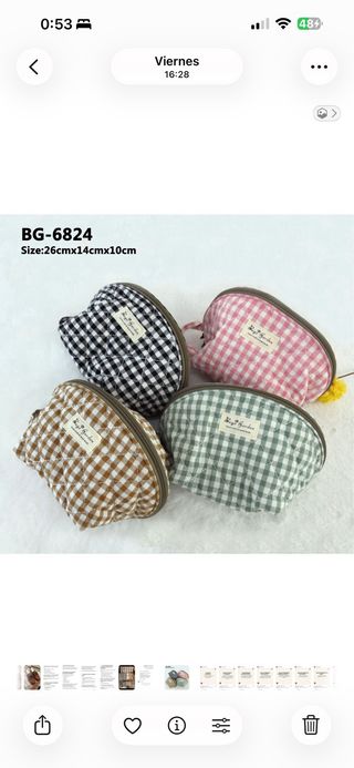 Neceser de Algodón Acolchado con Vichy Grande