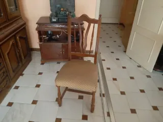 Mueble y mesa plegable de comedor madera + 6 silla