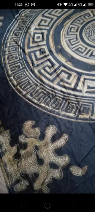 Coperta Pile Stile Greco Nero/Oro