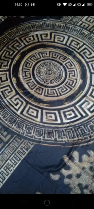 Coperta Pile Stile Greco Nero/Oro