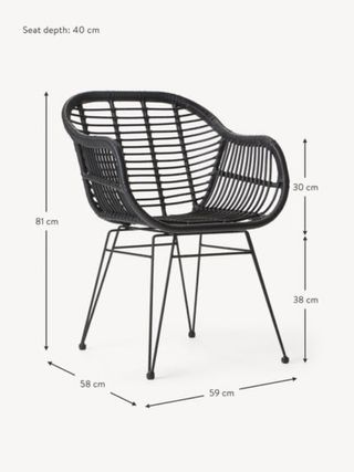 4 Sillas de exterior negras con reposabrazos