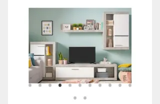 Mueble de salón modular gris y blanco