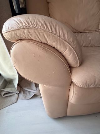 Sofá de piel beige 2 plazas