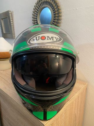 Casco Moto Suomy Negro y Verde