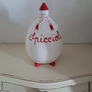 Salvadanaio in porcellana bianco e rosso