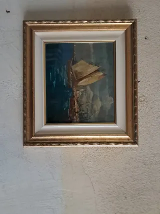 Quadro dipinto a mano con cornice dorata