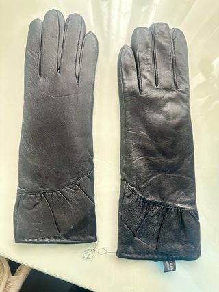 Guantes de piel largos negros
