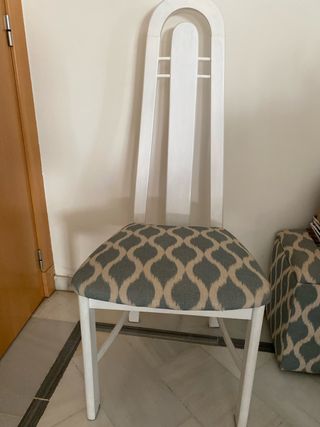 Sillas tapizadas blanco y azul/gris (6 unidades)