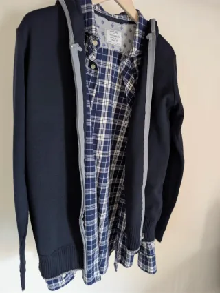 Camisa cuadros azul y rebeca n Azul marino