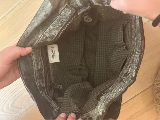 Borsa pelle artigianale vintage marrone/argento