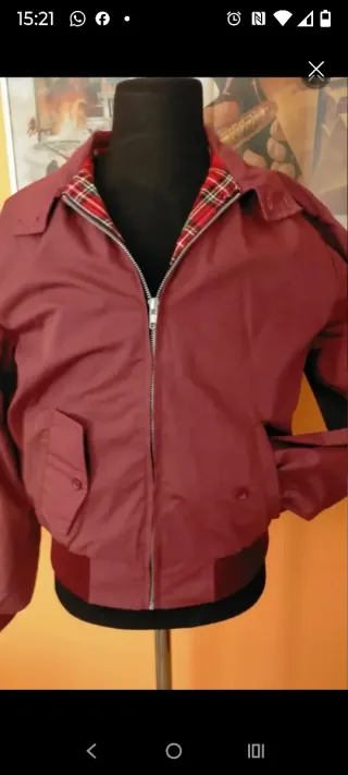 Chaqueta Harrington Granate Forro Escocés XXL