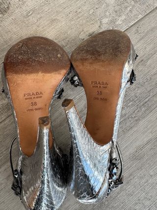 Prada originales · Sandalias joya plateadas ·