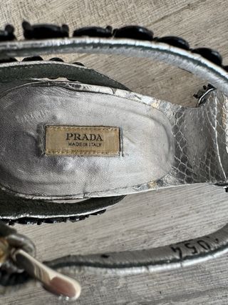 Prada originales · Sandalias joya plateadas ·
